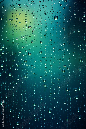 Indigo rain drops on an old window screen with abstract background
