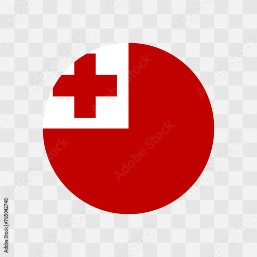 Tonga flag - circle vector flag isolated on checkerboard transparent background photo