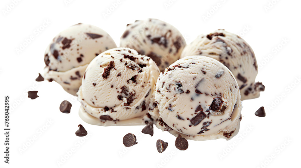 Obraz premium Tempting Chocolate Chip Ice Cream Scoop on Transparent Background 