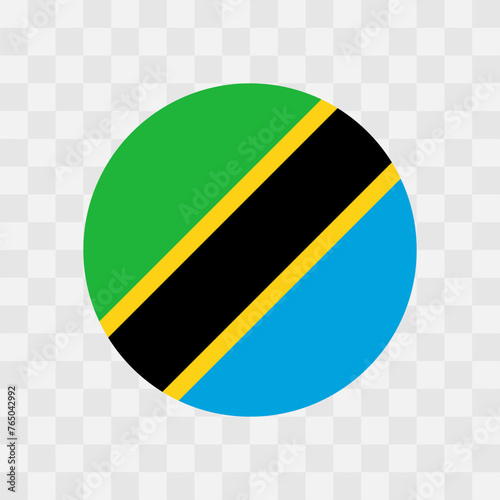 Tanzania flag - circle vector flag isolated on checkerboard transparent background