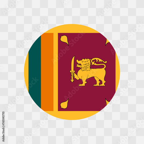 Sri Lanka flag - circle vector flag isolated on checkerboard transparent background
