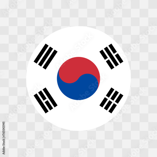 South Korea flag - circle vector flag isolated on checkerboard transparent background