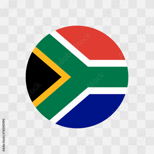 South Africa flag - circle vector flag isolated on checkerboard transparent background