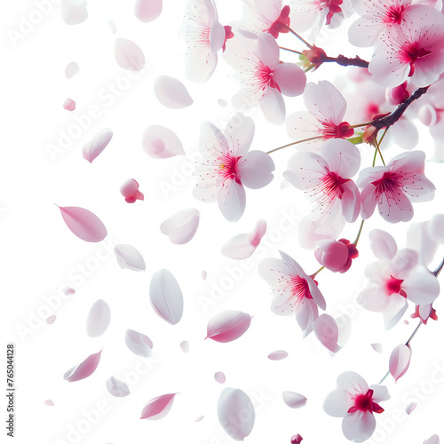 Cherry Blossom Floral Background with Pink Orchids and Butterflies frame corner