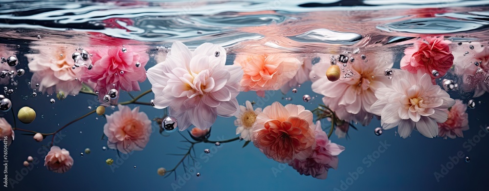 flowers in water, spring concept