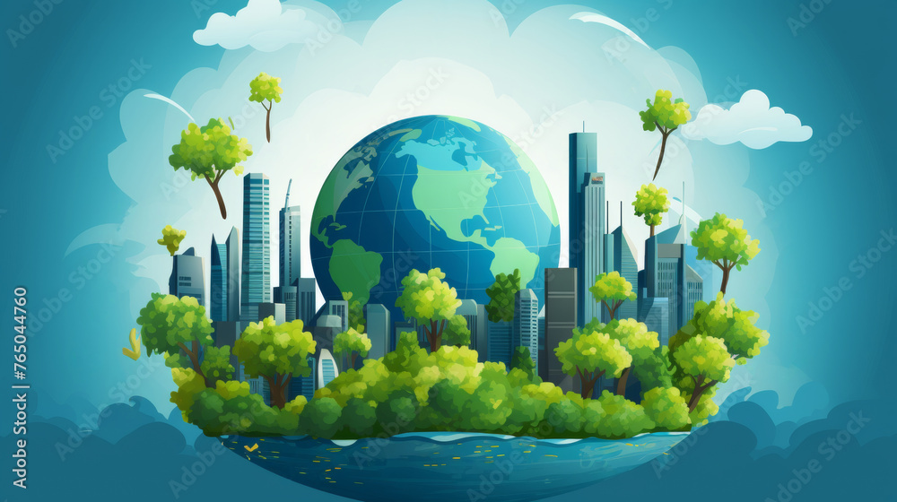 Illustrative nature clean energy, eco friendly icons for sustainable environment