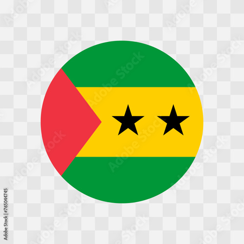Sao Tome and Principe flag - circle vector flag isolated on checkerboard transparent background