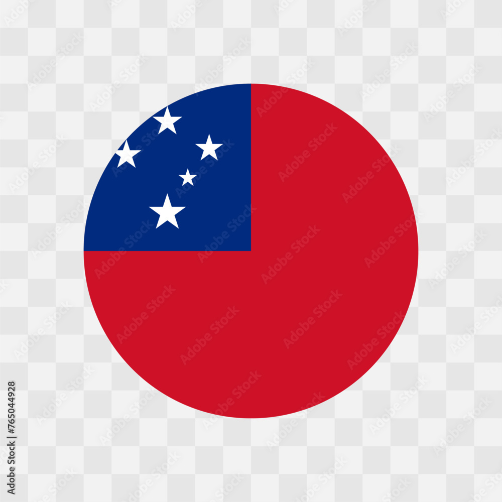 Samoa flag - circle vector flag isolated on checkerboard transparent background Samoa flag - circle vector flag isolated on checkerboard transparent background