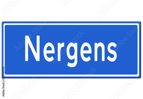 Digital illustration - Nergens (Nowhere) city sign photo