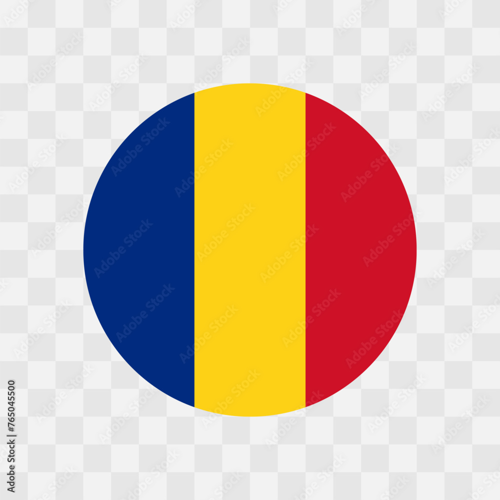 Fototapeta premium Romania flag - circle vector flag isolated on checkerboard transparent background