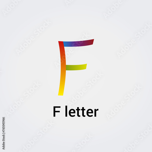 Lettre F icône Design unique isolé logo marque identité visuelle couleurs arc-en-ciel modèle modifiable vecteur monogramme emblème illustration marque sur fond dégradé clair