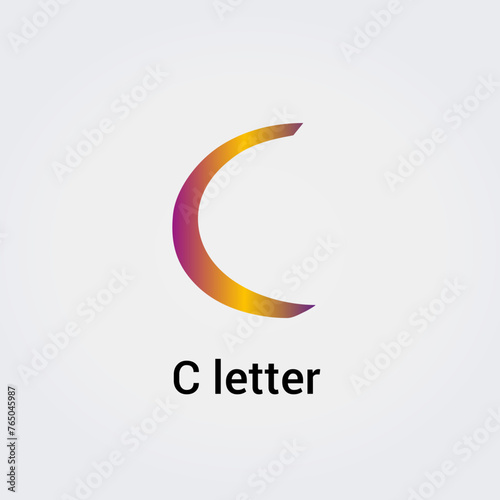 Lettre C icône Design unique isolé logo marque identité visuelle couleurs arc-en-ciel modèle modifiable vecteur monogramme emblème illustration marque sur fond dégradé clair