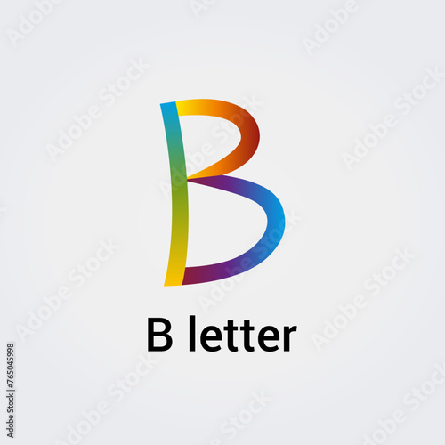 Lettre B icône Design unique isolé logo marque identité visuelle couleurs arc-en-ciel modèle modifiable vecteur monogramme emblème illustration marque sur fond dégradé clair