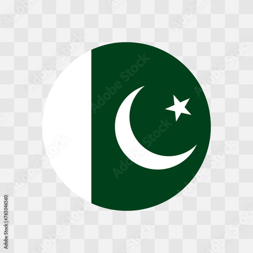 Pakistan flag - circle vector flag isolated on checkerboard transparent background