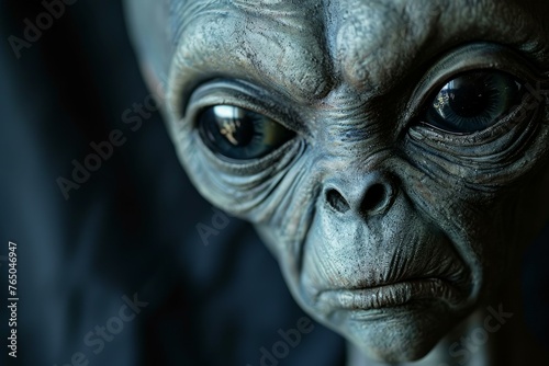 Bulbous Alien face. Ufo science monster. Generate Ai