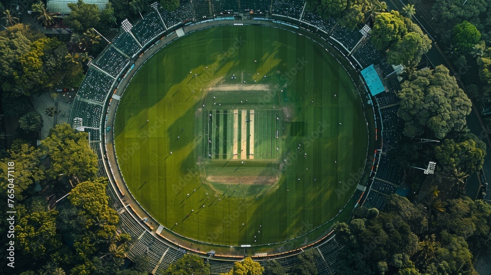 Aerial View of Soccer Field Surrounded by Forest