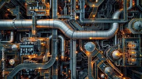 Intricate Network of Industrial Pipes