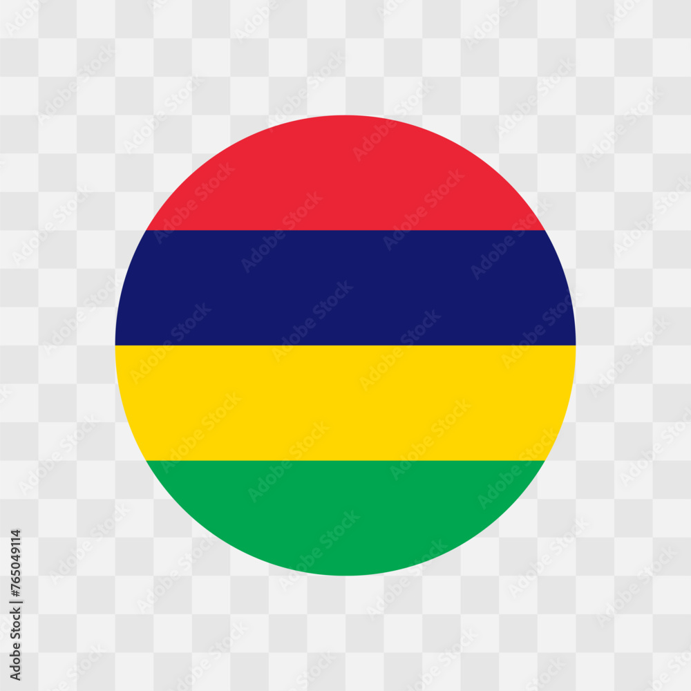 Mauritius flag - circle vector flag isolated on checkerboard transparent background