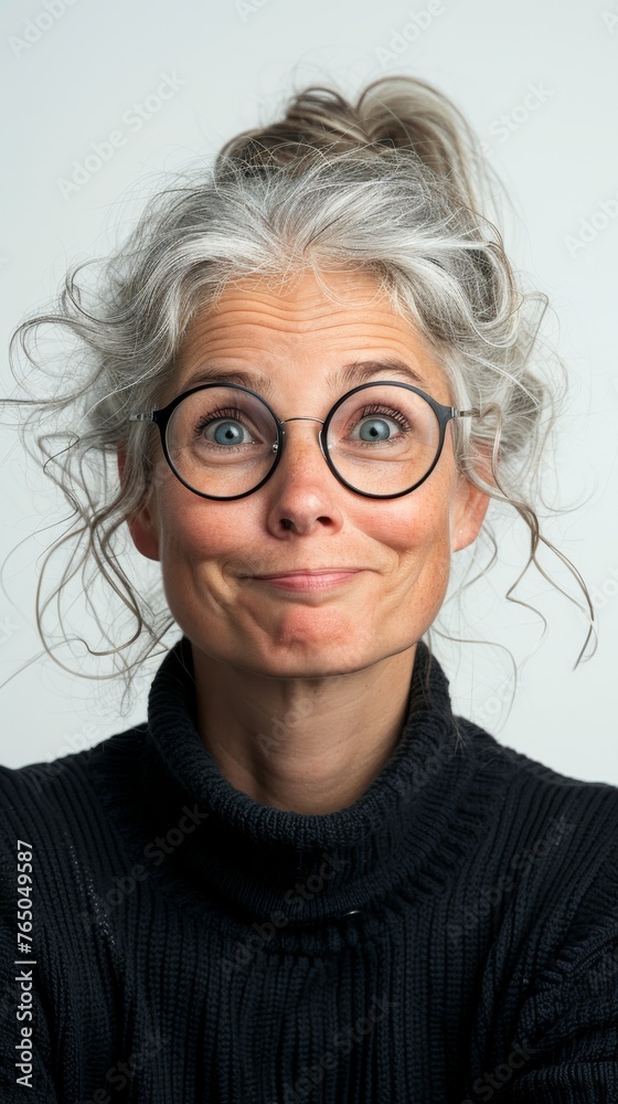 Woman Wearing Glasses and Black Sweater
