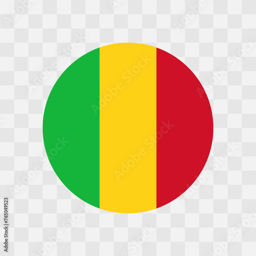 Mali flag - circle vector flag isolated on checkerboard transparent background