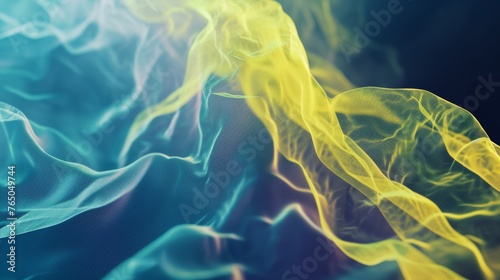 A digital abstract depicting a flowing visual of electric blue and yellow, creating a sense of motion and energy as if capturing the fluidity of light