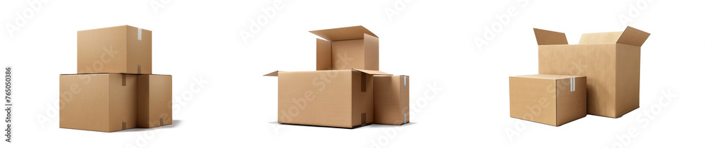 Stacks of cardboard boxes isolated on white background Stacks of cardboard boxes isolated on white background