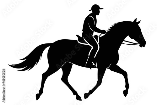silhouette of a rider on a horse on a white background © Chayon Sarker