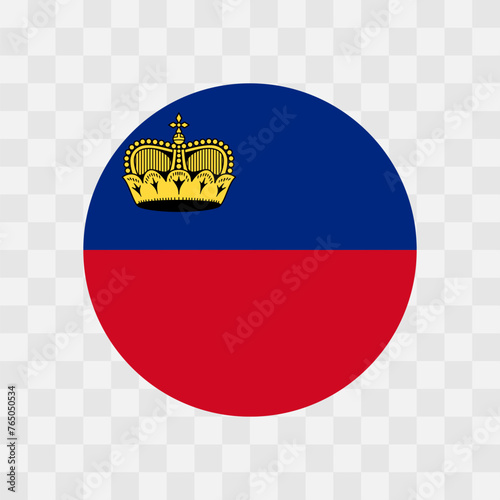Liechtenstein flag - circle vector flag isolated on checkerboard transparent background
