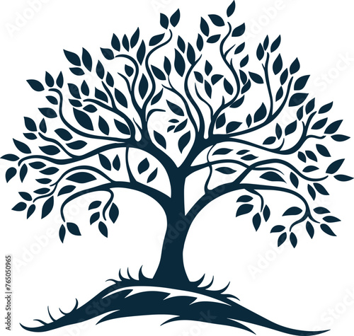 tree of life silhouette isolated on white background, vector.