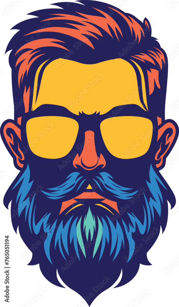 Naklejka premium Beard man logo vector icon illustration design is isolated on a white background.