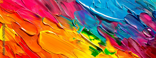 Abstract Multicolor Painting - Beautiful Rich Brushstrokes, Complex, Rich Oil Paints on Canvas