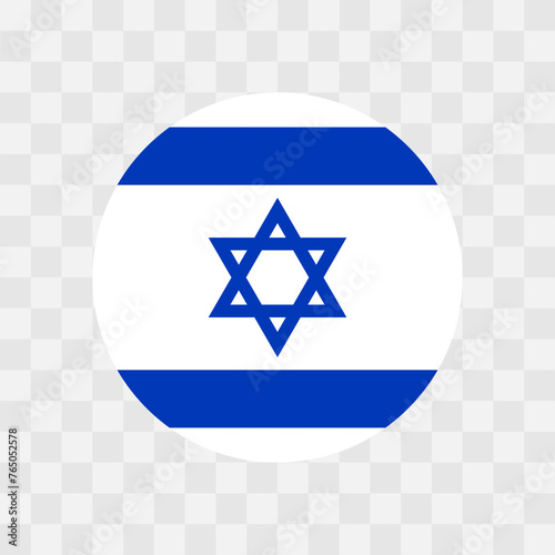 Israel flag - circle vector flag isolated on checkerboard transparent background