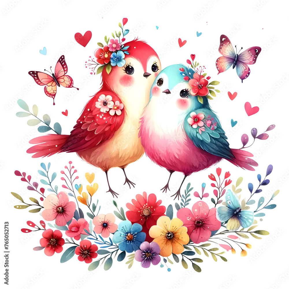 birds with flowers Boho birds with flowers Boho