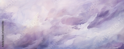 Lilac and white painting with abstract wave patterns