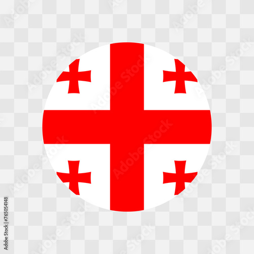 Georgia flag - circle vector flag isolated on checkerboard transparent background