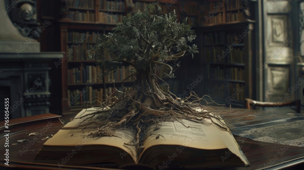 Tree Growing From Open Book