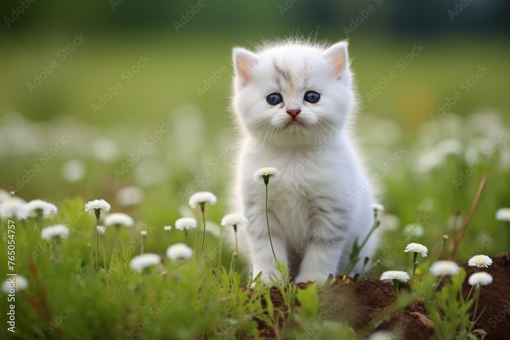Adorable white kitten a charming and delightful feline companion for a loving and welcoming home