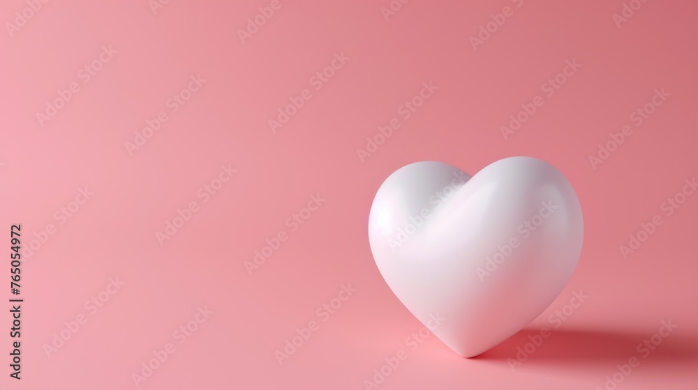 Pink heart on pink background with copy space