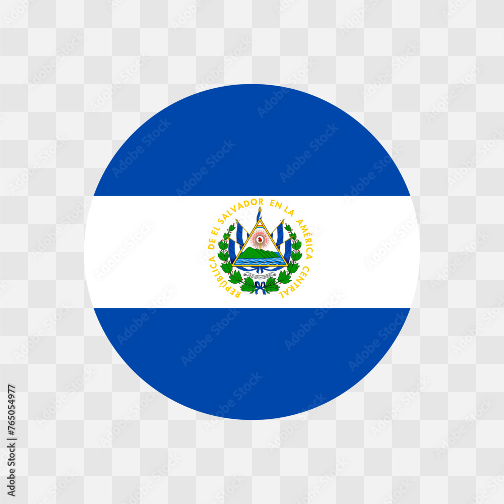 El Salvador flag - circle vector flag isolated on checkerboard transparent background El Salvador flag - circle vector flag isolated on checkerboard transparent background