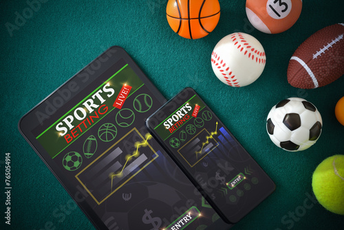 Canvas Print Analysis and online sports betting on mobile devices on mat