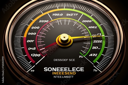 A speedometer with a needle in the "success" zone, portraying the idea of rapid business growth and accomplishment in a dynamic and competitive environment.