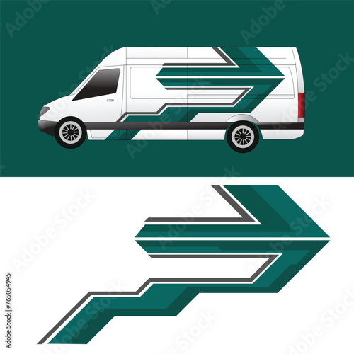 Cargo van body wrap background sticker design vector