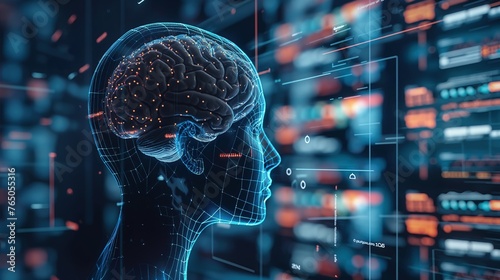 3D X-ray of a person looking at a digital display