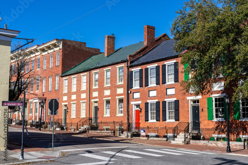 Historic Row Houses Along the Street in Petersburg Virginia photo