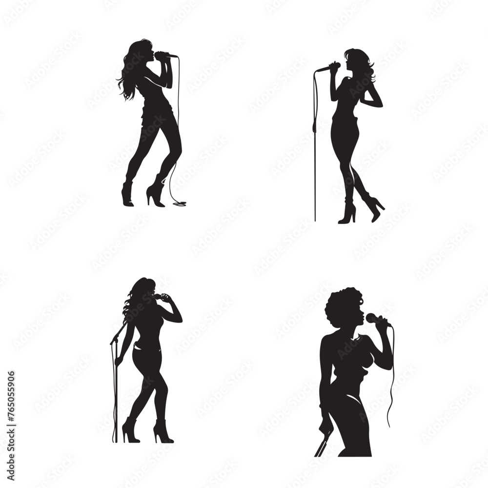 Obraz premium Dynamic Singer with Microphone Silhouette