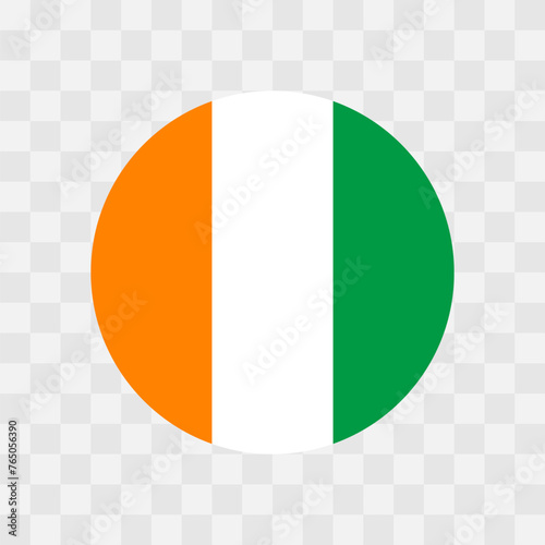 Cote d Ivoire flag - circle vector flag isolated on checkerboard transparent background