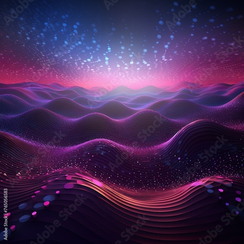 Magenta and purple waves background, in the style of technological art © Celina