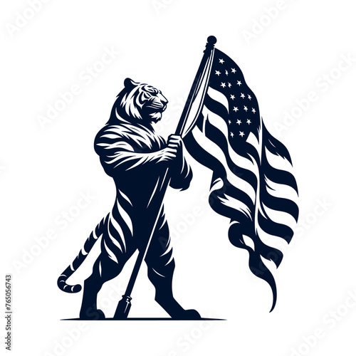 American tiger logo: Symbolizes strength, freedom, and resilience, embodying the spirit of the United States with power and agility. photo