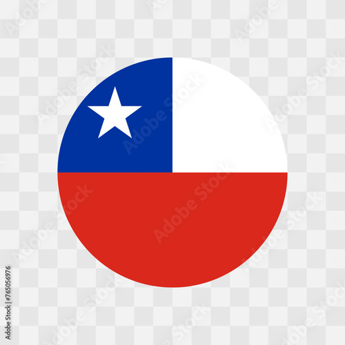 Chile flag - circle vector flag isolated on checkerboard transparent background