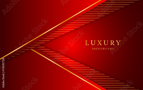 Red background with elegant golden lines, use for template or cover. Elegant premium red background. vector illustration	